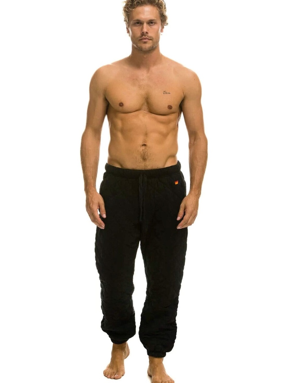 Aviator Nation Quilted Sweatpants Black XS Unisex Cotton Blend Made in USA